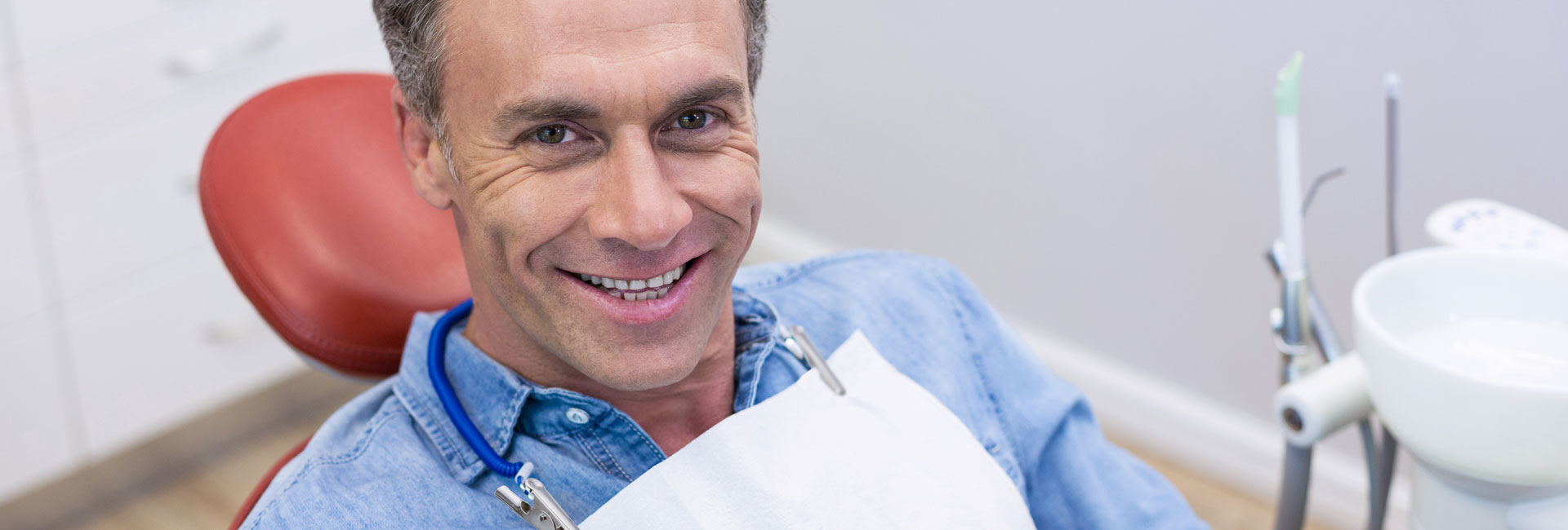 Man getting ready for dental implant treatment